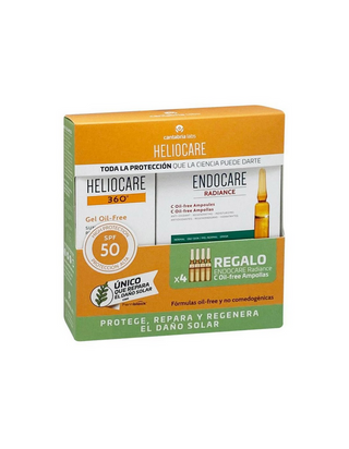 KIT HELIOCARE 360 Gel Oil Free 50 ml+  Ampollas Endocare Radiance
